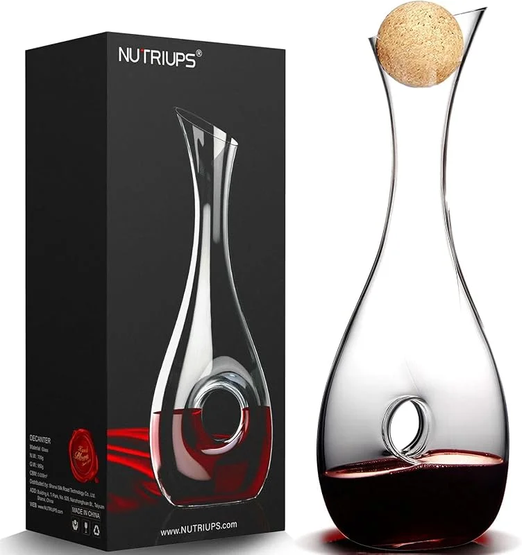 NUTRIUPS Decantador de vino con tapón de 1134 g para 1 ~ 2 personas — Vino y mesa festiva