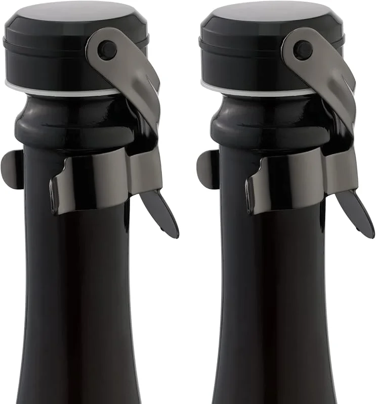 Visita la tienda de WOTOR WOTOR tapon botella cava, tapon champán, tapones vino, a prueba de fugas y ahorro de retención de burbujas que mantiene el vino y el champán frescos, paquetes de 2 (Negro) — Vino y mesa festiva