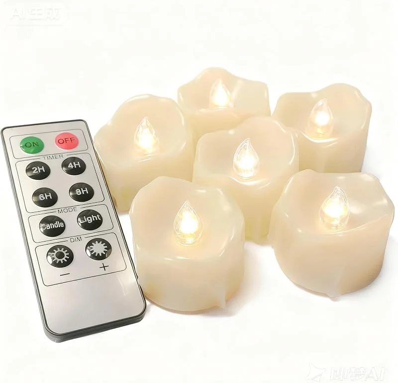 Erosway Velas LED, Velas eléctricas realistas y parpadeantes, 200 Horas de Funcionamiento sin interrupción con Temporizador de 2, 4, 6, 8 Horas y Control Remoto(blanco) — Cena a la luz de velas