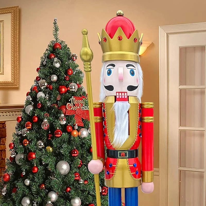 Visita la tienda de ECOM-CDL CDL BK1 - Rey de Navidad rojo grande y gigante de 180 cm de alto, sostiene cetro dorado para interiores y exteriores, decoración de Navidad, evento, boda, fiesta — Decoracion Navidad