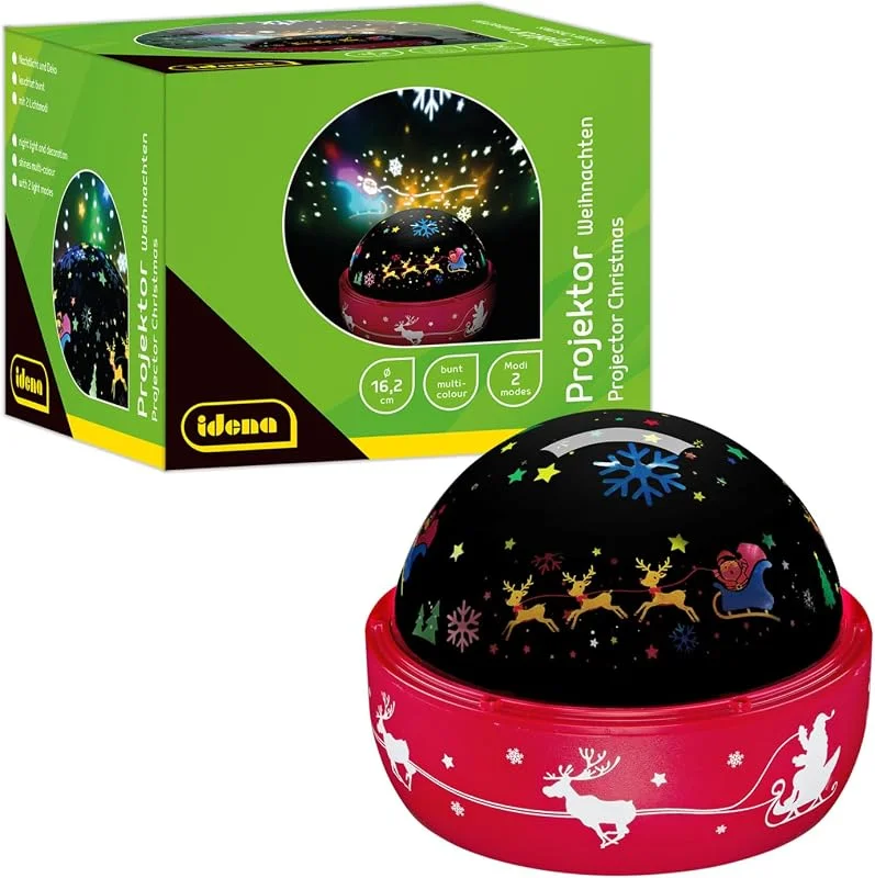 Visita la tienda de Idena Idena 50147 - Proyector LED de Navidad, se ilumina con coloridos motivos navideños, proyector LED de cielo estrellado con 2 modos, para uso en interiores, funciona con pilas, aprox. 16, 2 x 13 cm — Hogar y cocina