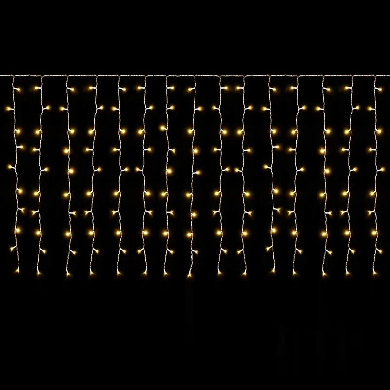 Visita la tienda de SALCAR Salcar - Cortina luminosa LED de lluvia de hielo, ventana de 2 x 1 m, 100 LED, guirnalda luminosa exterior, interior de Navidad, decoración colgante, 8 modos con temporizador y memoria, blanco cálido — Luces Navidad