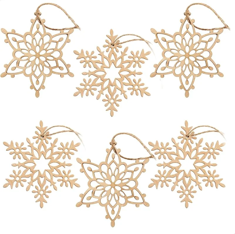 Visita la tienda de com-four COM-FOUR® 6X Adornos para árboles de Navidad Juego de Colgantes de Madera — Decoracion Navidad