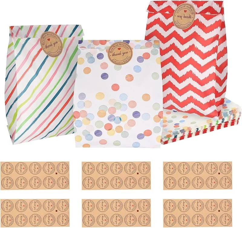 But the cow 60 Pcs Bolsas Regalo Cumpleaños Infantil, 19 x 13 x 3, 5 cm Bolsitas Regalo Cumpleaños de papel para fiestas de Halloween, Navidad, Dulces, Chuches, Bodas, Regalos, con 60 pegatinas — Envoltorio regalo