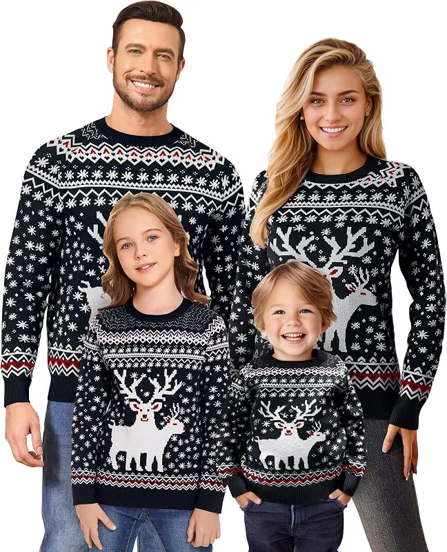 Namatime Jerséis navideños graciosos para mujeres, hombres, niños, a juego para la familia, divertido jersey navideño de punto — Ropa Navidad