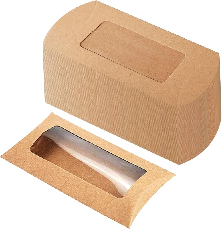 EXIN DEHCEN 50 Piezas Cajas para Regalos Marrón Kraft Estilo Almohada 9.5x9.5x3.5 cm — Envoltorio regalo