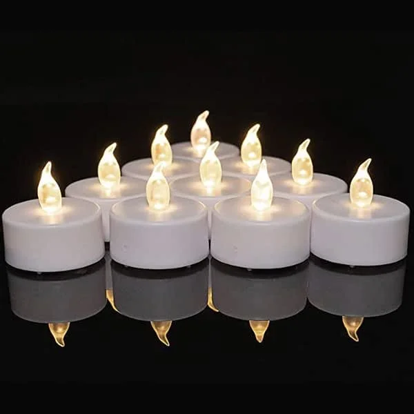 Biyanuo Paquete de 24 luces LED de té sin llama, luces de té parpadeantes realistas, batería extralarga, más de 100 horas para bodas, festivales, fiestas, fiestas y celebraciones de temporada (blanco cálido)… — Luces Navidad