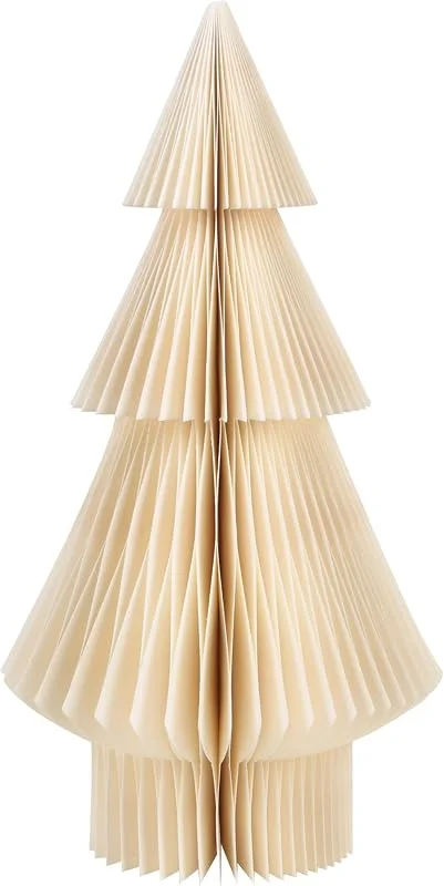 Visita la tienda de Logbuch-Verlag Árbol navideño Honeycomb: Figura Papel Plegable Crema para decoración navideña, Adorno Invierno Adviento Hygge Scandi, decoración hogar Navidad, árbol Decorativo Interior, 30 x 15 cm — Decoracion Navidad