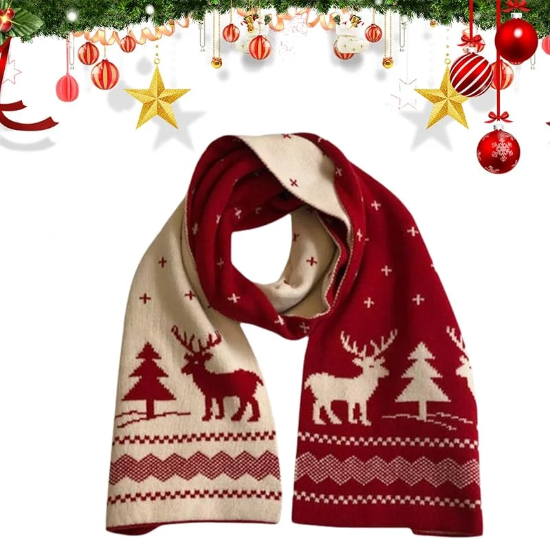 Embhlitfe Patrón de Navidad Bufandas Invierno Cálido Bufanda Rojo Lindo Bufanda de invierno de poliéster suave Bufandas cálidas para las mujeres Navidad Cumpleaños Regalo Familia Amigos — Ropa Navidad