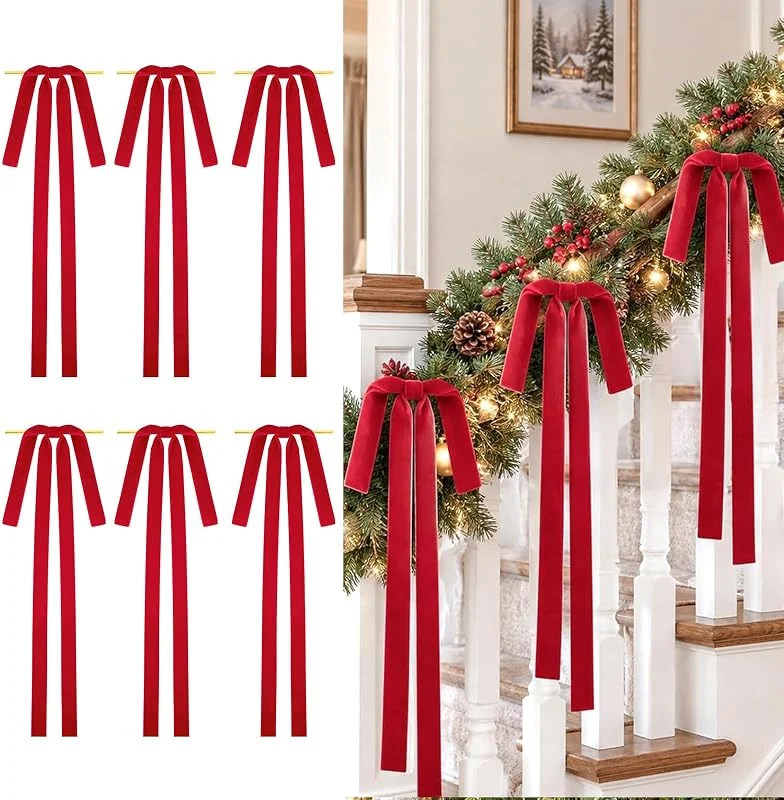 Visita la tienda de G2PLUS G2PLUS Lazos de Terciopelo de Navidad Rojo Gigantes 40x60cm, 6PCS — Decoracion Navidad