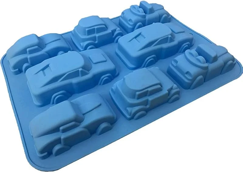 MKNZOME Moldes de Silicona, 8 Cavity 3D Moldes de Chocolate en Forma de Coche Bandeja de Muffins Molde de jabón Molde para Hornear Molde para jabón Caramelo Cupcake de Chocolate Jalea Pudín — Hogar y cocina