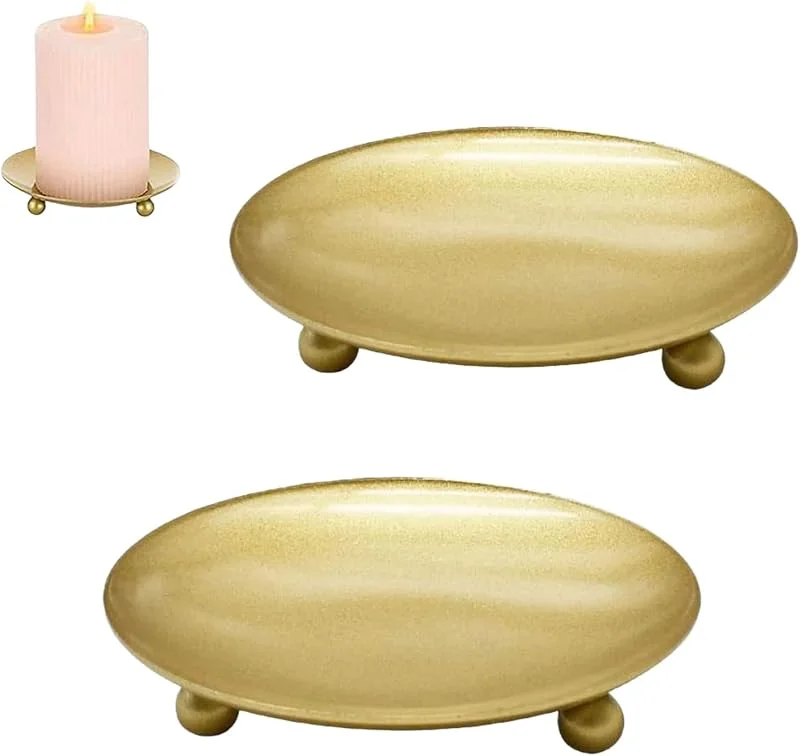 Zpeiran Portavelas de Metal 9 cm, 2 Piezas Dorados Candelero Retro Soporte, Porta Velas Decorativas, para Navidad, Boda, Oración, Fiesta en Casa, y Cena Platos para Velas — Cena a la luz de velas
