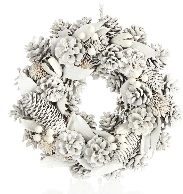 Visita la tienda de com-four COM-FOUR® Corona Puerta para Navidad, Corona de Adviento con Conos y Bayas — Decoracion Navidad