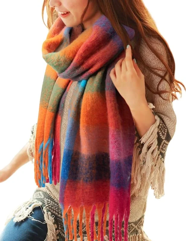 Visita la tienda de Voqeen Voqeen Bufanda Mujer Invierno Grande Largas Fular Cuadros con Borlas Caliente Suave Chal Tartán Manta Moda Mantón Estolas Cálido — Ropa Navidad