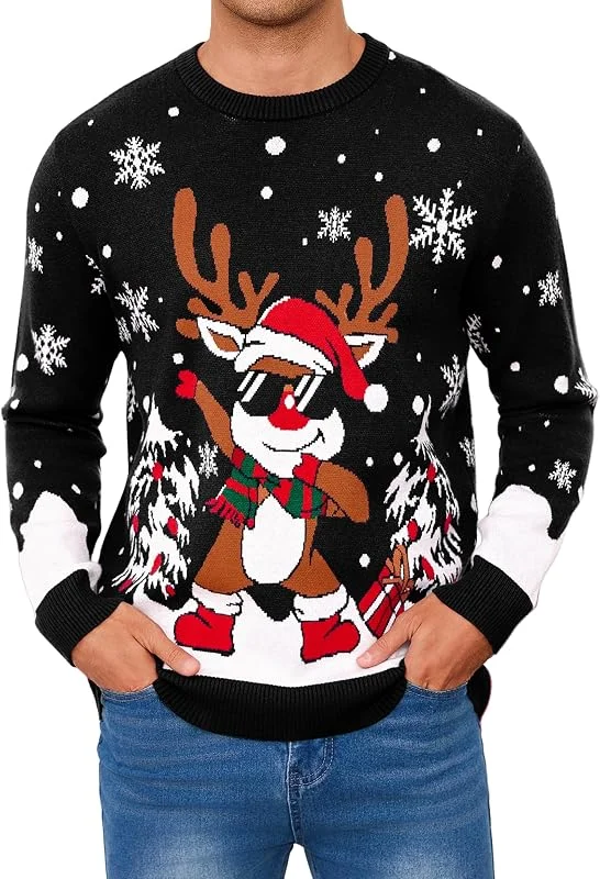 Visita la tienda de Uniexcosm Uniexcosm Jersey Navideño Hombre de Punto Manga Larga — Ropa Navidad