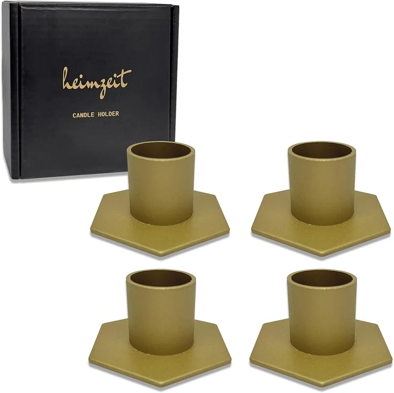 Visita la tienda de heimzeit Portavelas de Metal Ø22 mm, 4 Unidades Hexagonal, en Oro — Cena a la luz de velas
