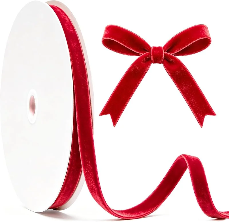 Visita la tienda de G2PLUS G2PLUS Cinta Terciopelo Doble Cara Roja, 10mm x 22m, Cinta Decorativa — Envoltorio regalo