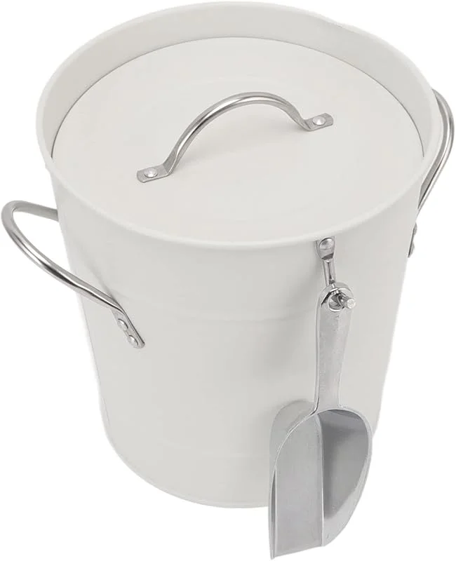 Visita la tienda de Greensen Greensen Cubitera Térmica de Doble Pared con Tapa y Cuchara para Champán y Vino, Contenedor Refrigerado Blanco, 19, 5 x 20, 5 x 16 cm — Vino y mesa festiva