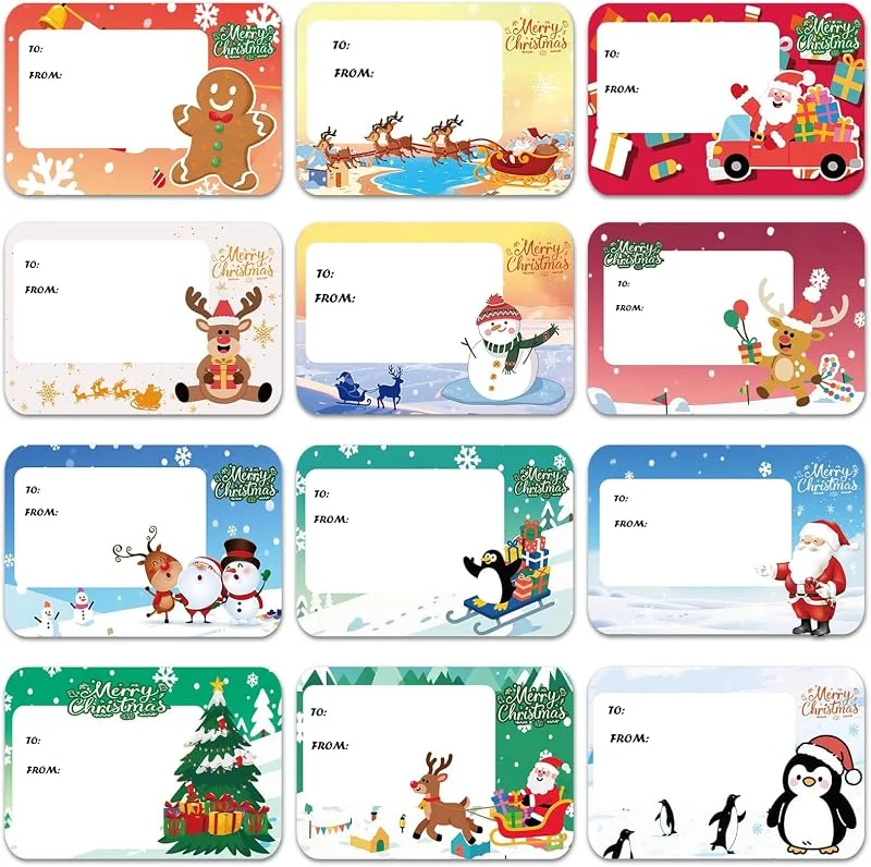 AUXHCYL 120 Piezas Pegatinas Navidad Regalos, Impermeabilización Etiquetas Navidad — Envoltorio regalo