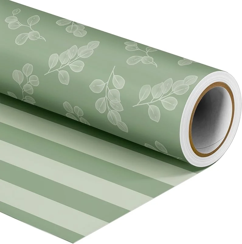 Visita la tienda de SHUCHING SHUCHING Papel de Regalo Hojas Verdes y Rayadas para Mujeres - 43cm x 10m — Envoltorio regalo