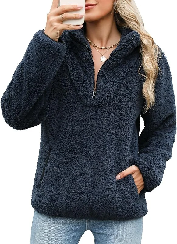 Visita la tienda de Tuopuda Tuopuda Sudaderas sin Capucha con Cremallera Mujer Jersey de Forro Polar Suelto Sólido Manga Larga Suéter con Bolsillos Sudadera Caliente y Esponjoso Chaquetas Tops Otoño Invierno — Ropa Navidad