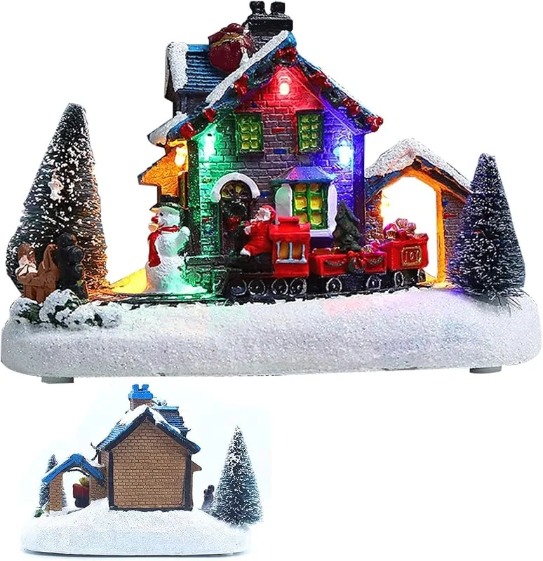 Genérico Casas de Navidad Cabaña De Aldea Invernal con Luz LED — Decoracion Navidad