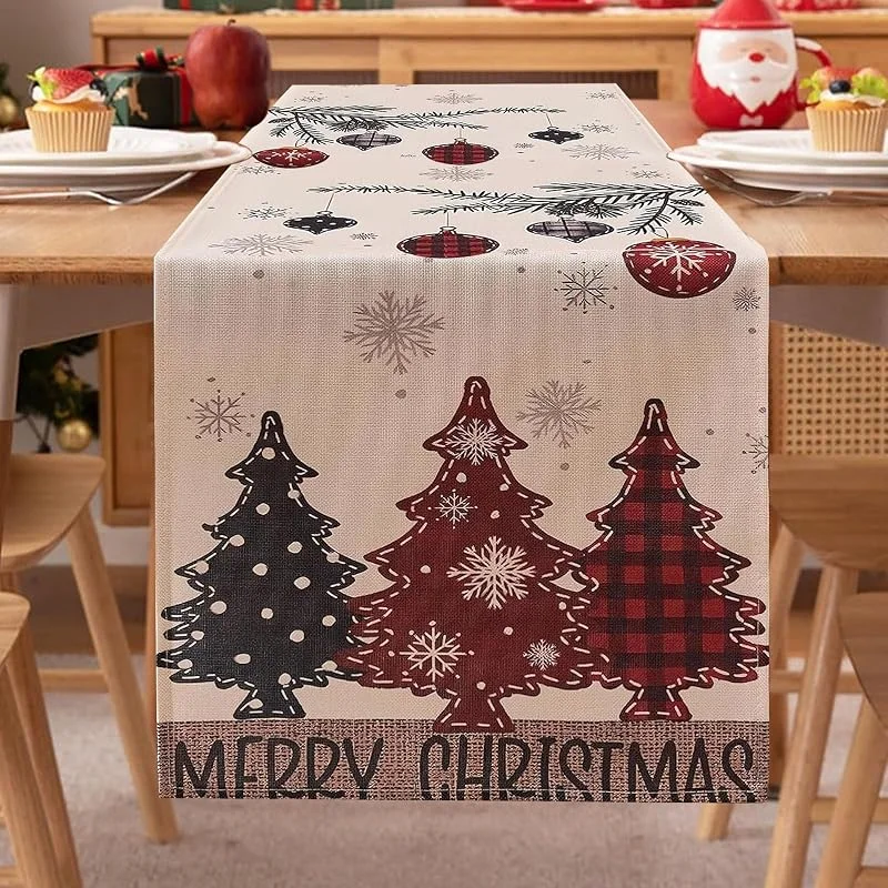 HYran Camino de Mesa Navideño Rectangular 240x32cm, Decoración Mesa Navidad, Decoraciones para Fiestas Navideñas — Hogar y cocina