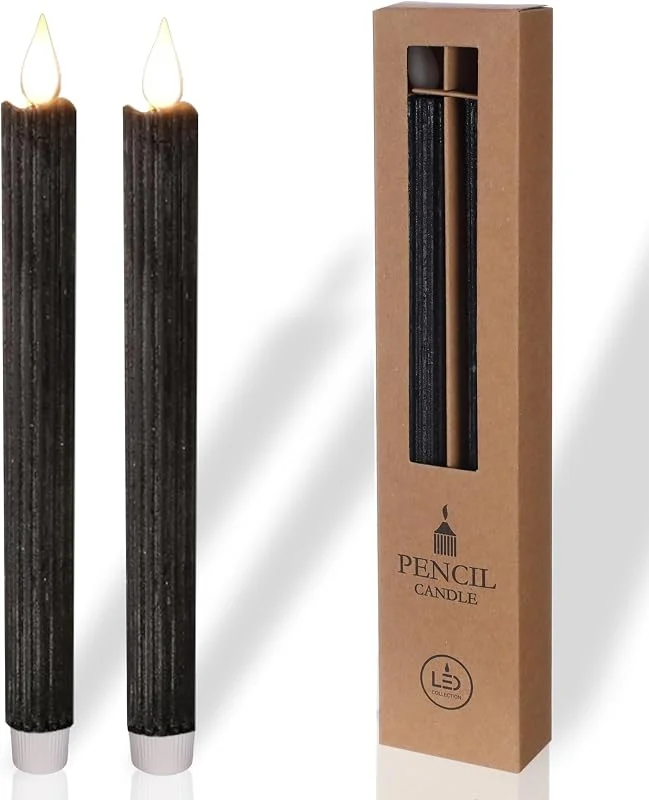 comforder 2 Velas LED de Cera Auténtica con Temporizador (Negro) — Luces Navidad