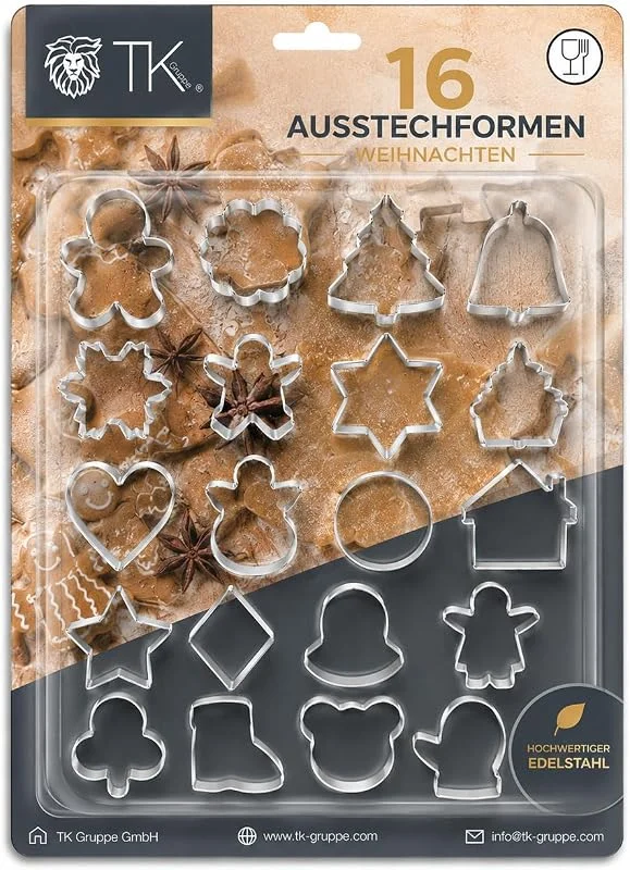Visita la tienda de TK Gruppe Timo Klingler Juego de 20 cortadores de galletas para repostería navideña y XMAS - Molde en forma de caja, cortador de galletas y cortadores (20 piezas) — Hogar y cocina