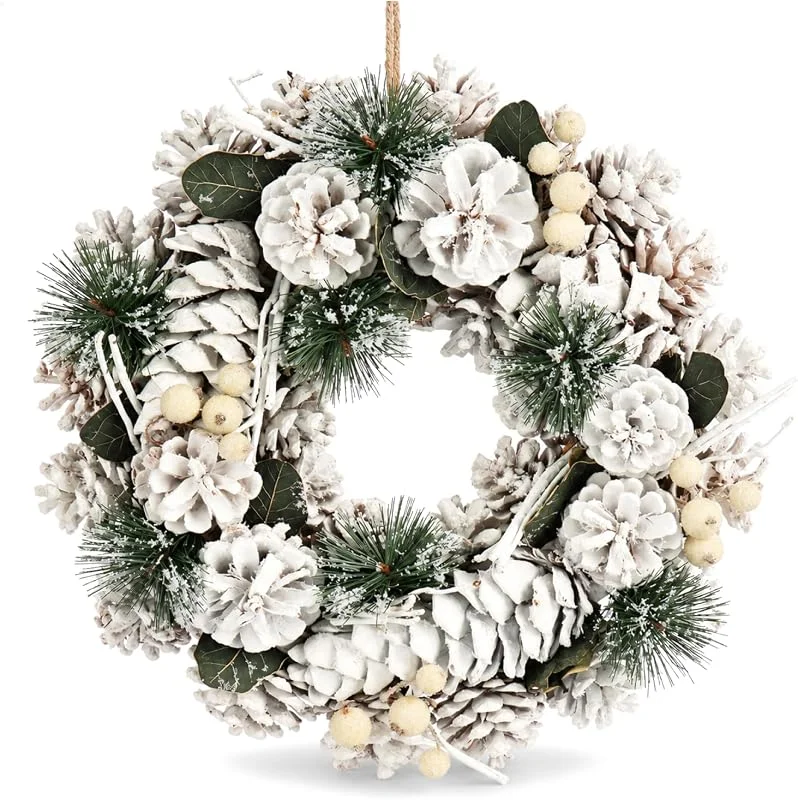 Visita la tienda de com-four COM-FOUR® Corona de Puerta para Navidad, Corona de adviento Blanca — Decoracion Navidad