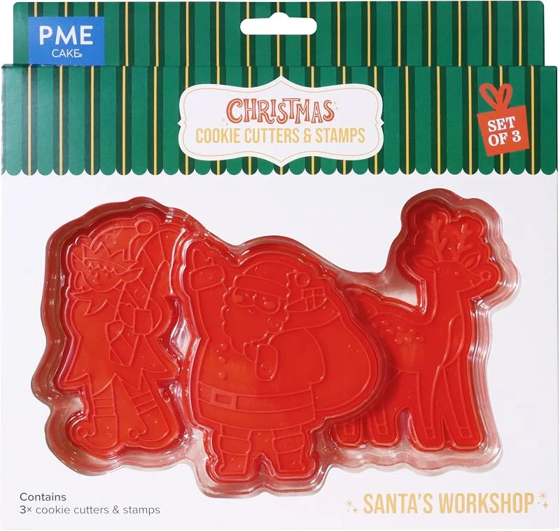 PME Navidad Cortadores y Sellos de Galletas - Taller de Santa (Set de 3) — Hogar y cocina