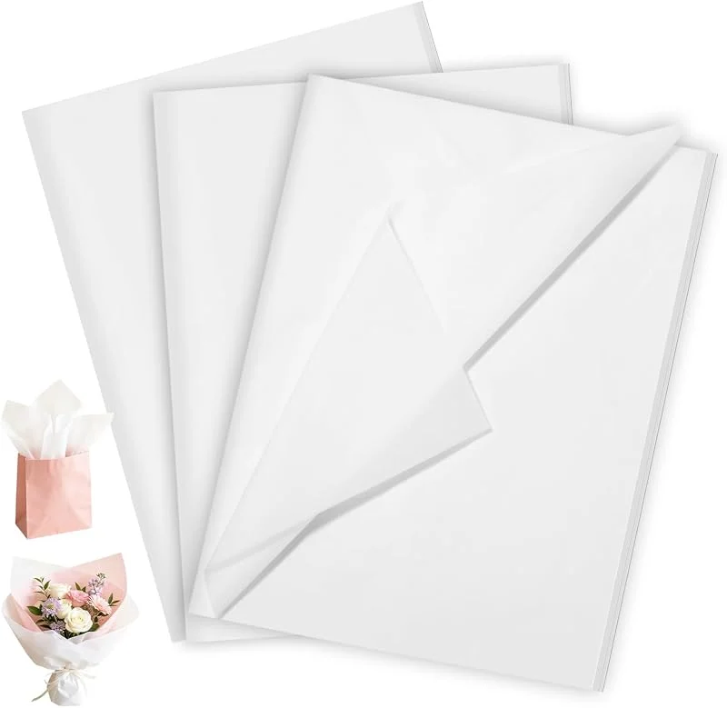 Suvexor 100 Hojas de Papel de Seda Blanco, 70x50 cm papel de seda para envolver — Envoltorio regalo