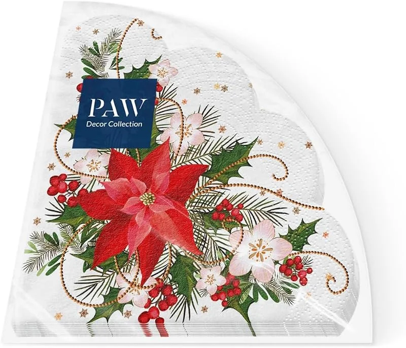 Visita la tienda de PAW Decor Collection PAW Servilletas Ø 32 cm, 12 uds - Composición De Flor De Pascua — Adviento y mesa