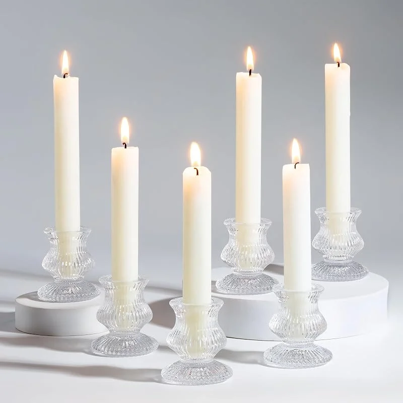 Romadedi Portavelas de cristal transparente, juego de 10 — Cena a la luz de velas