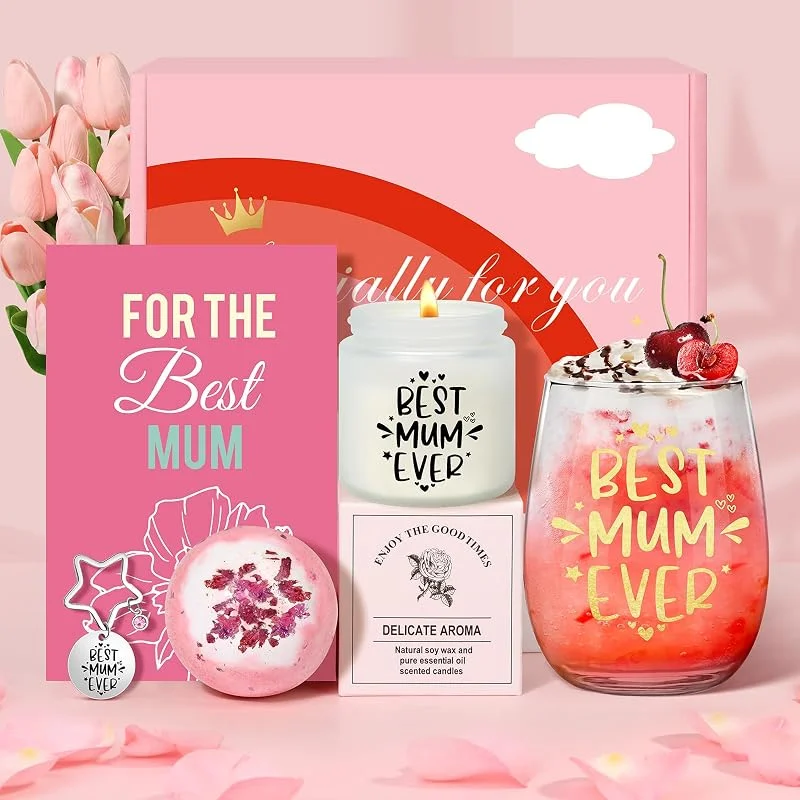 Tecanne Regalos para el día de la madre, regalos para mamá de parte de hija, hijo, regalo de Navidad, cumpleaños, cesta de mimos, regalos para nueva madre, esposa — Vino y mesa festiva