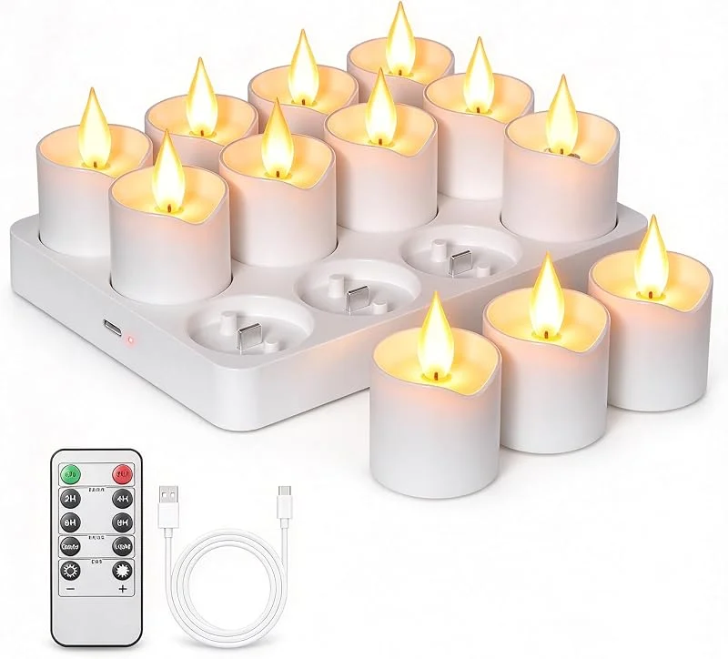 Diealles Shine Velas LED Recargables Más de 18-60 Horas 12 Pz — Cena a la luz de velas