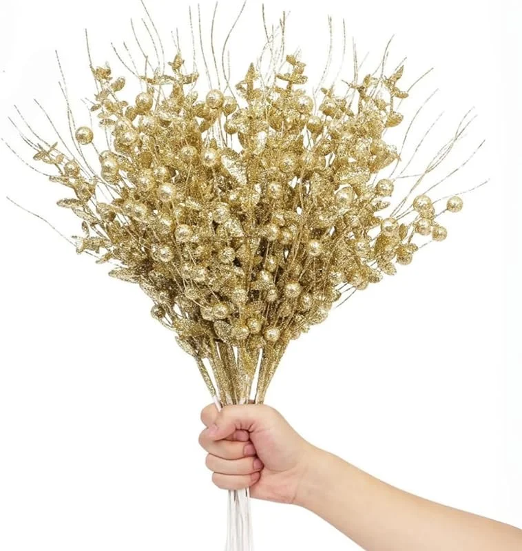 Laelfe Ramas de Bayas Brillantes Artificiales para Navidad - 12 Piezas — Decoracion Navidad