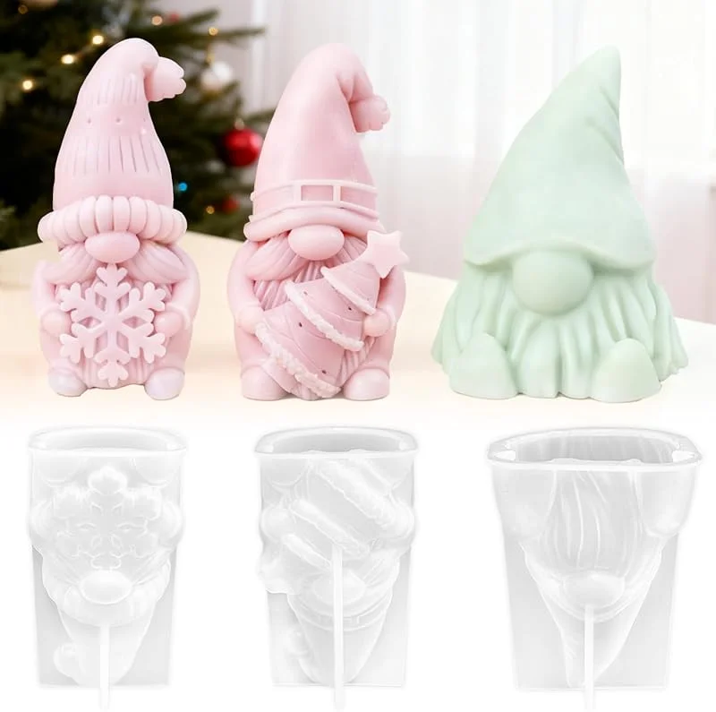 TZEKING 3PCS Moldes de Silicona Navidad Gnomo, para Fundición de Navidad, Enano Moldes de Silicona DIY, para Hacer Velas, Decoración Navideña — Hogar y cocina