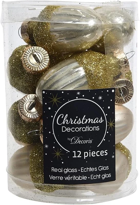 Decoris Adornos para árbol de Navidad, cristal, 4 cm, 12 unidades — Decoracion Navidad
