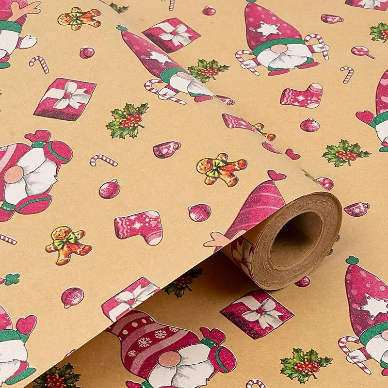 HJYODY Rollo de papel para envolver regalos de 43 cm x 15 m, papel kraft reciclable, ideal para cumpleaños, Navidad y fiestas. (Multicolor4) — Envoltorio regalo