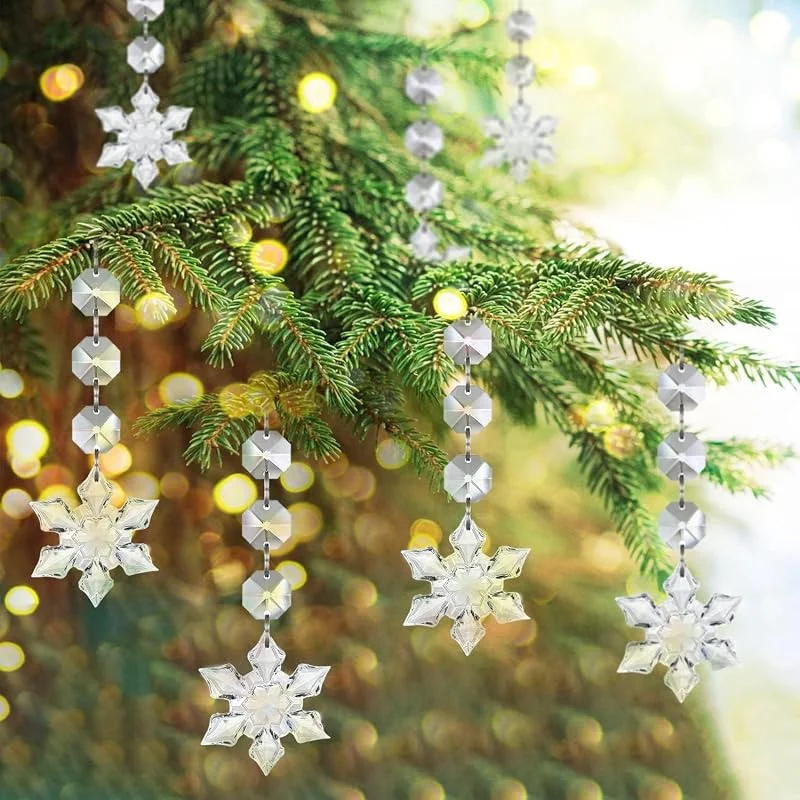 Qanye 30 PCS acrílico árbol de Navidad colgante, copos de nieve, carámbanos y — Decoracion Navidad