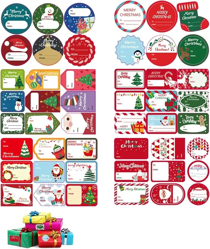 Cerioll Etiqueta Autoadhesiva De Navidad, Navidad Stickers Regalo Etiqueta, Navidad Stickers Regalo De Etiqueta, 96Etiquetas Adhesivas De Navidad, Stickers Navidad Etiquetas Para Regalos, Pegatinas Navidad Regalos — Envoltorio regalo
