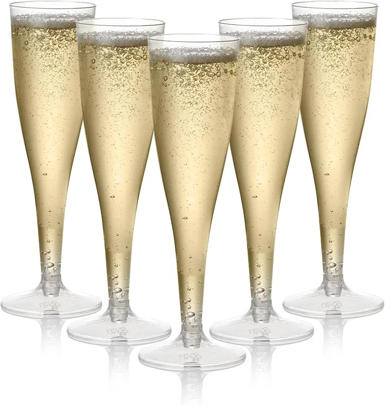 Visita la tienda de MATANA MATANA 48 Copas de Champán de Plástico, 133ml - Flautas de Champagne para Bodas, Cumpleaños, Barbacoa y Fiestas - Vasos Resistentes y Reutilizables para Cócteles, Postres — Vino y mesa festiva