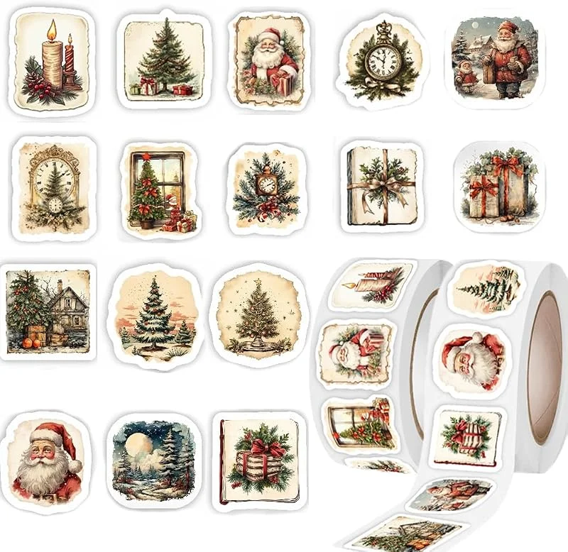 Lxtness 500 Piezas Stickers Navidad, Etiquetas Adhesivas, Pegatinas — Envoltorio regalo