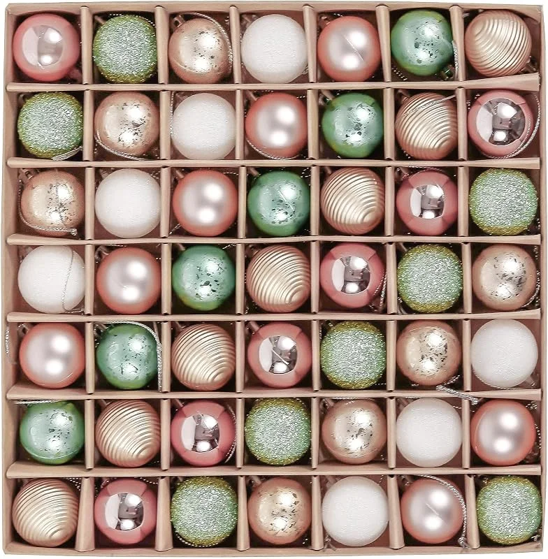 Visita la tienda de Valery Madelyn Valery Madelyn Bolas de Navidad Elegante Menta Verde y Rosa Champán Dorado, Adornos de Bolas Plásticas Infrangibles, con Caja de Papel Kraft, para la Decoración del Árbol de Navidad (Juego de 49, 3cm) — Decoracion Navidad