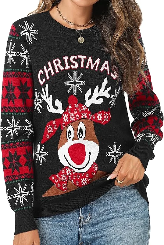 Visita la tienda de Uniexcosm Uniexcosm Jersey Navideño Mujer de Punto Manga Larga — Ropa Navidad