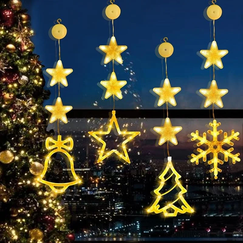 Visita la tienda de FLSEPAMB FLSEPAMB Luces LED para ventana de Navidad, 4 unidades, blanco cálido — Decoracion Navidad