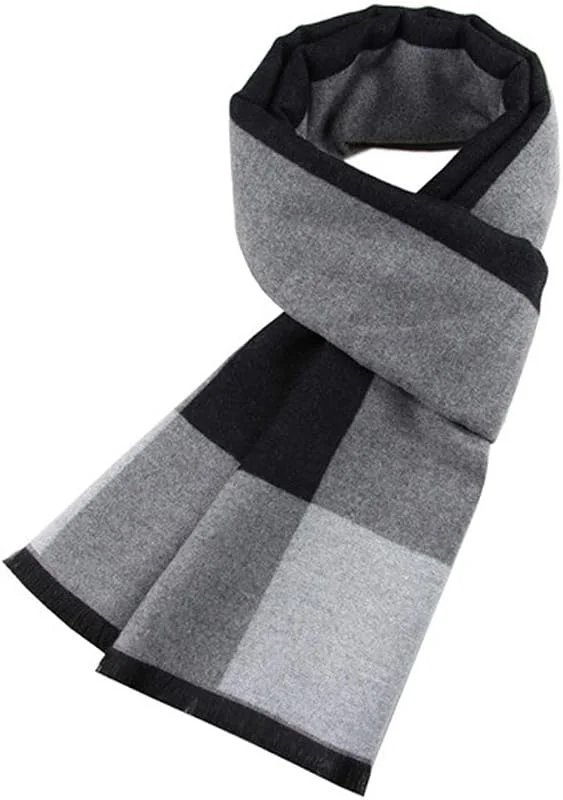 Ueither Hombres Cálido y Acogedor Bufanda del tartán Moda y Elegante Bufanda a Cuadros Clásico en Otoño Invierno Check Scarf — Ropa Navidad