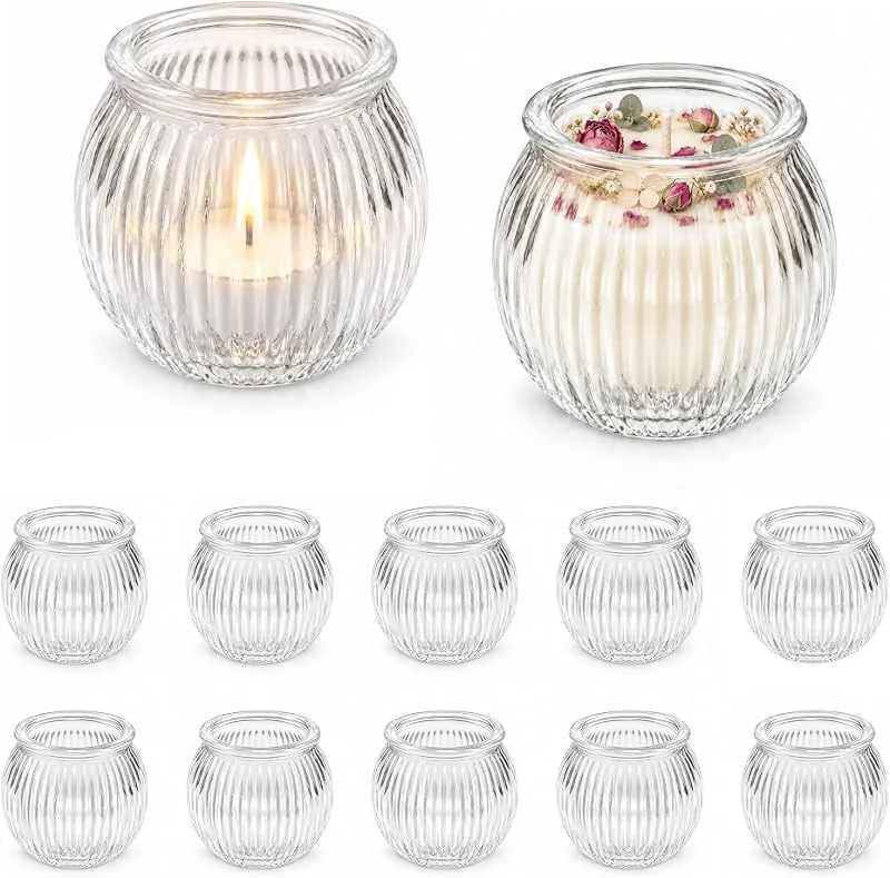 xiaowanwan 12 Piezas Portavelas de Te, Portavelas Otoño (Transparente) — Adviento y mesa