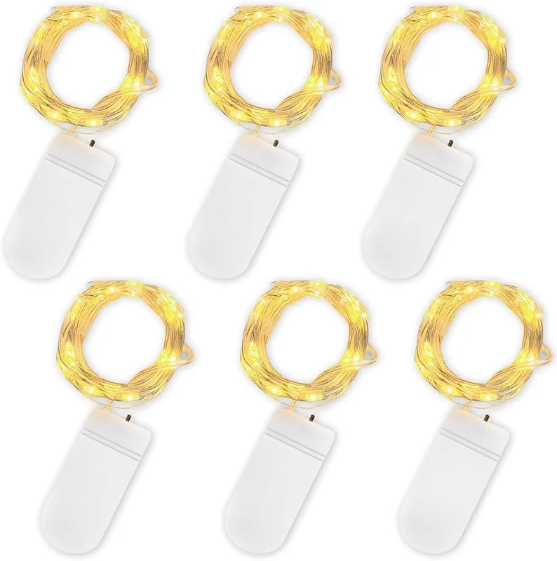Jsdoin Cadena de Luces con Pilas con temporizador, 3 Modos 20 LEDs 2M Alambre de Cobre Guirnaldas Luces Micro, Interior, Exterior, Boda, Fiesta de Navidad — Decoracion Navidad